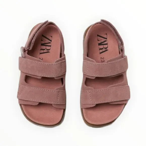 ZARA Kids | Pink | LEATHER SANDALS - Picture 2 of 8